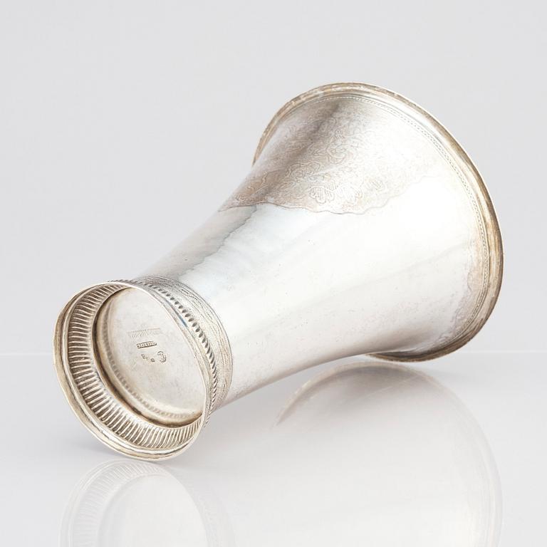 A Swedish 18th century parcel-gilt silver beaker, mark of Petter Gillberg, Varberg 1791.