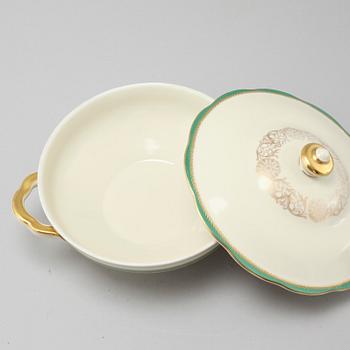 A table cloth and a porcelain tableware set of 62 pcs, "Prinzess" by KPM, Germany, around mid 20th century.