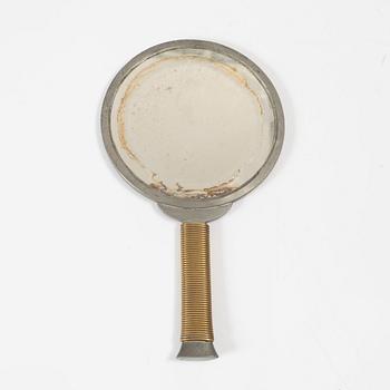 Estrid Ericson & Björn Trägårdh, a pewter and brass hand mirror model A 1444, Svenskt Tenn, Sweden 1930s-40s.