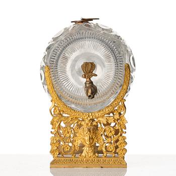 A Empire ormolu-mounted cut glass wine barrel.