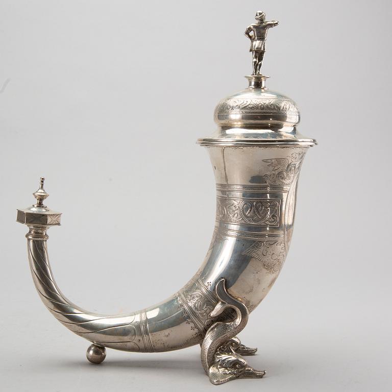 A Danish silver drinking horn 1901, total weight ca 920 gr.