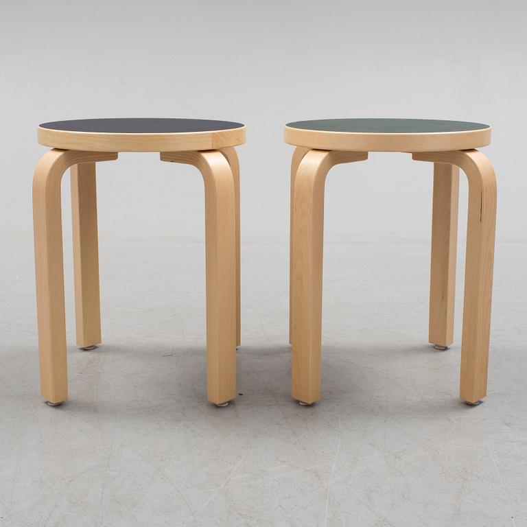 Two Alvar Aalto 'Model 60' stool, for Artek, Finland.