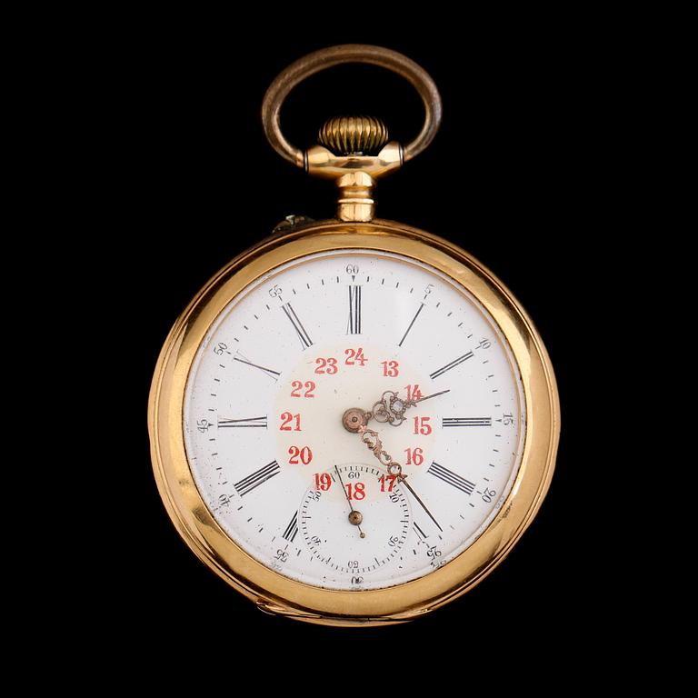 FICKUR, 18 k guld, omkring år 1900.