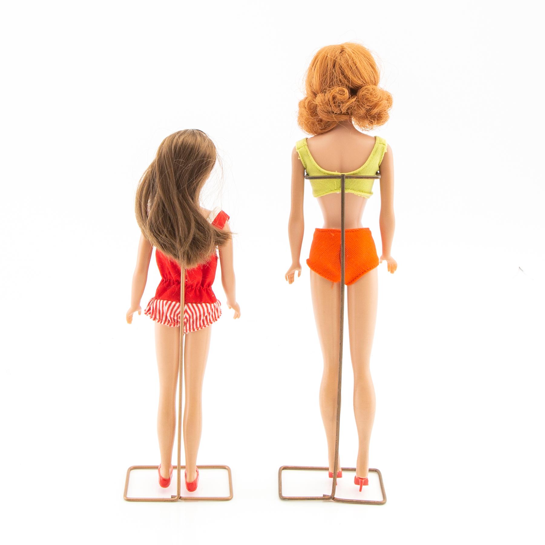 Midge and Skipper, dolls, vintage, Mattel 1960s.