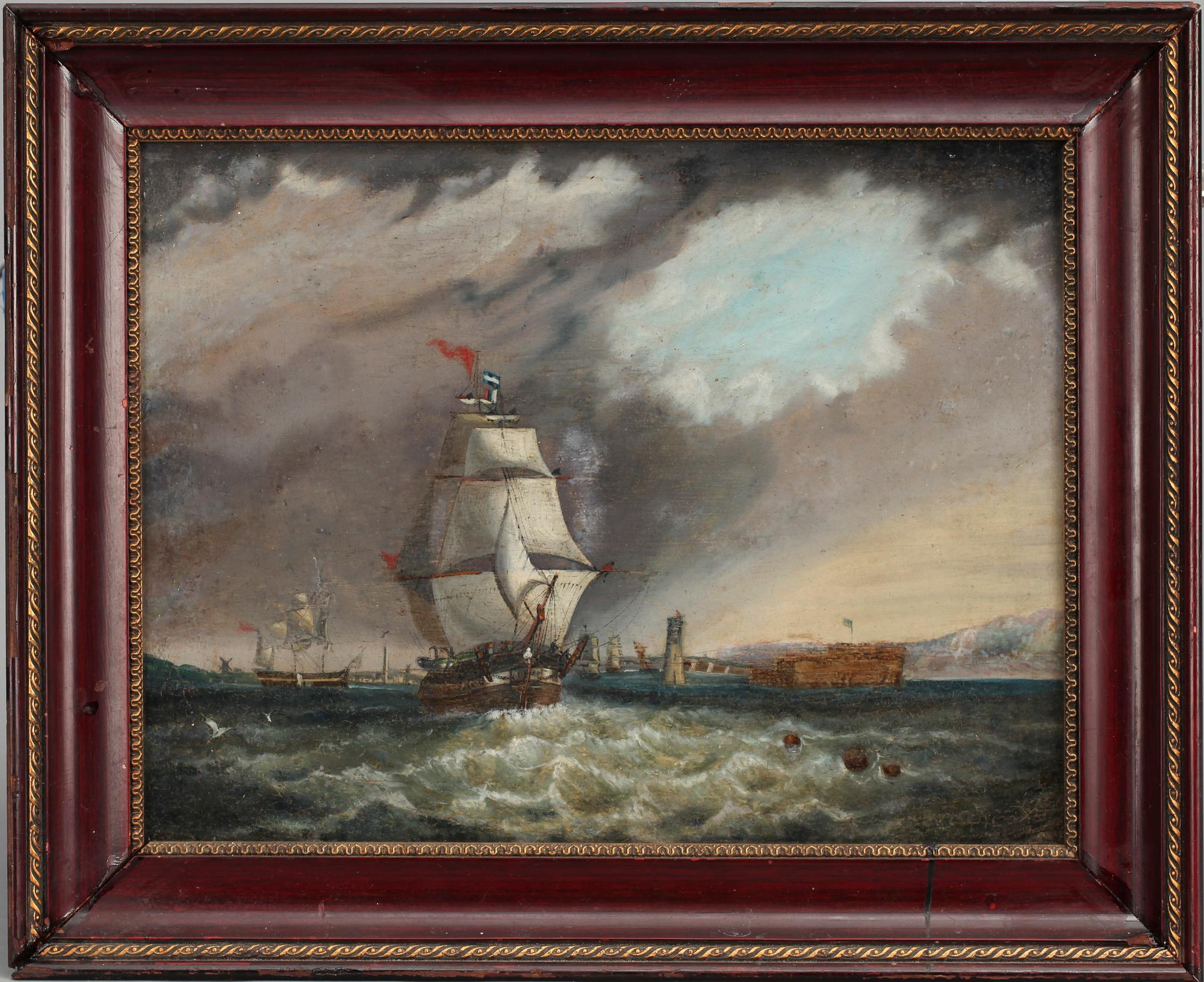 OKÄND KONSTNÄR, olja på duk. 1800-tal.