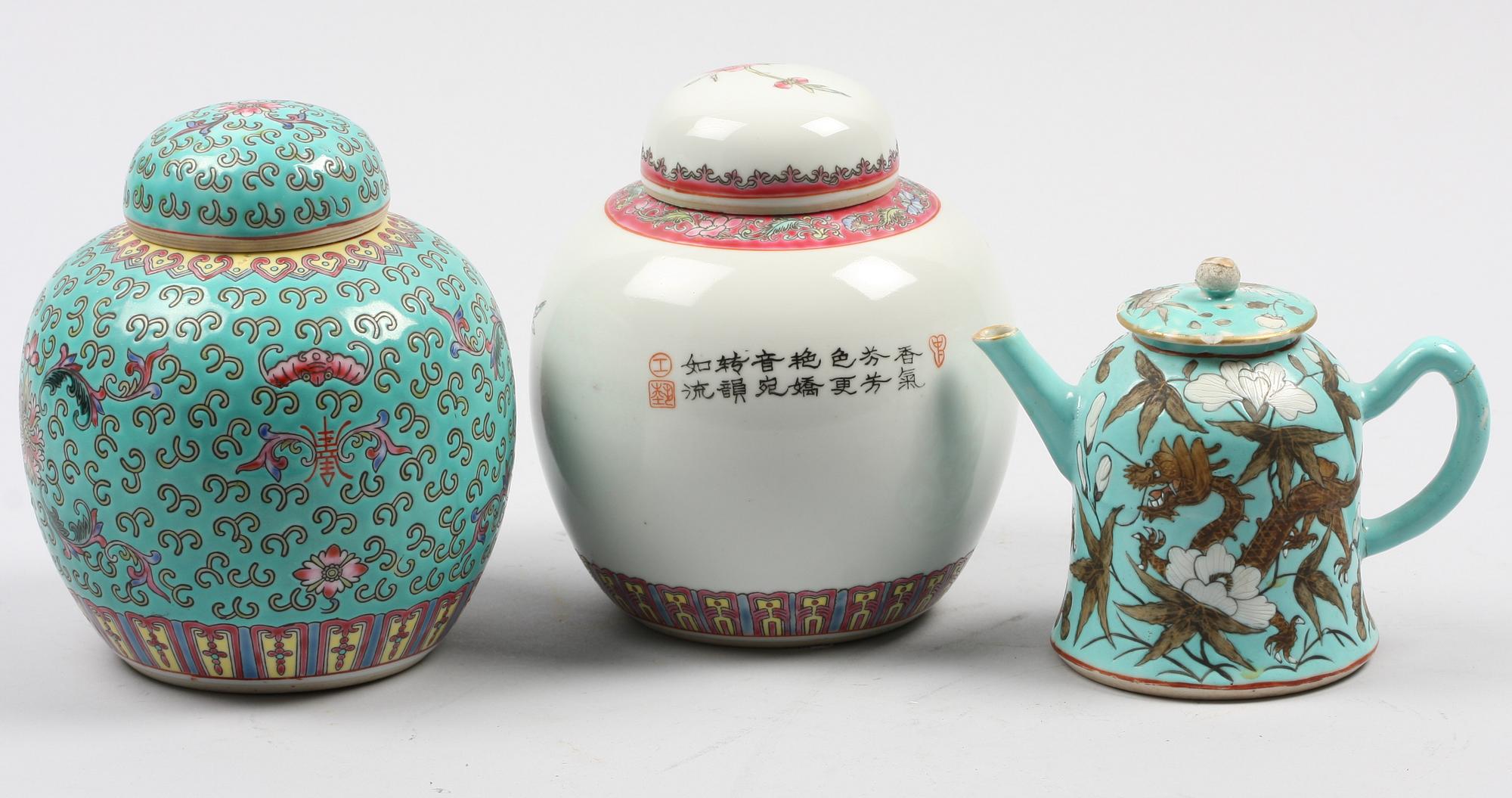 PARTI PORSLIN, 3 st, Kina. 1800-1900-tal.