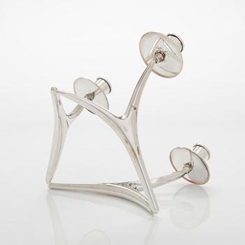 Anna-Greta Eker, a three-armed silver candelabrum, Auran Kultaseppä Oy, Turku, Finland 1967.