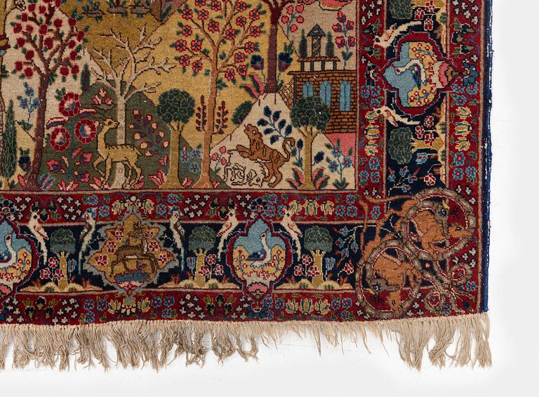 A semi-antique pictoral Tabriz rug, West Persia, c. 193 x 130 cm.