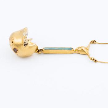 Björn Weckström, Necklace, 18K gold with opal, Finland 1978. For Lapponia.