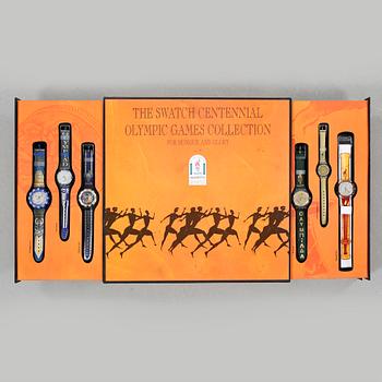 SWATCH, Olympic Special, Honour and Glory, set with 9 pcs of wristwatches.