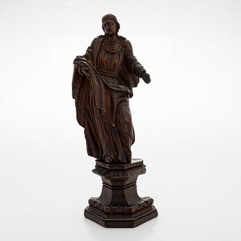 Wooden sculpture, saint figure, 18/19th century.
