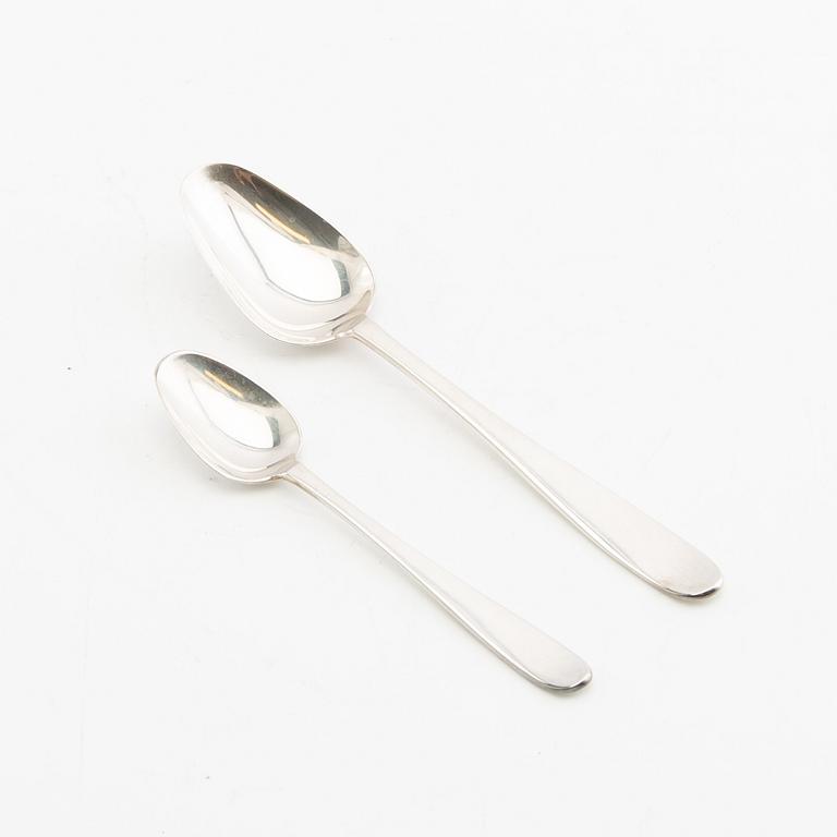 Spoons, 12 + 12, "Theresia", silver, MEMA, Lidköping, 1970s-1980s.