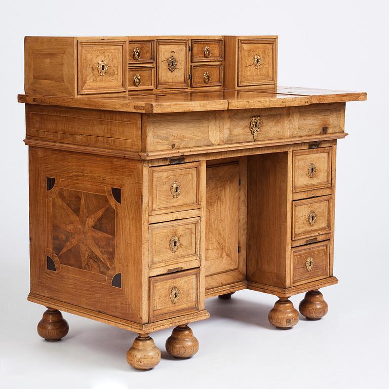 A Swedish Baroque 'knee-hole' writing desk, first part of the 18th century.