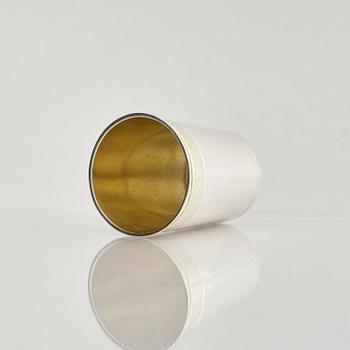 A German parcel-gilt silver beaker, mark of Paul Solanier (1635-1724), Augsburg possibly 1697-99.