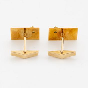 Cufflinks, a pair, 18K gold and emerald.