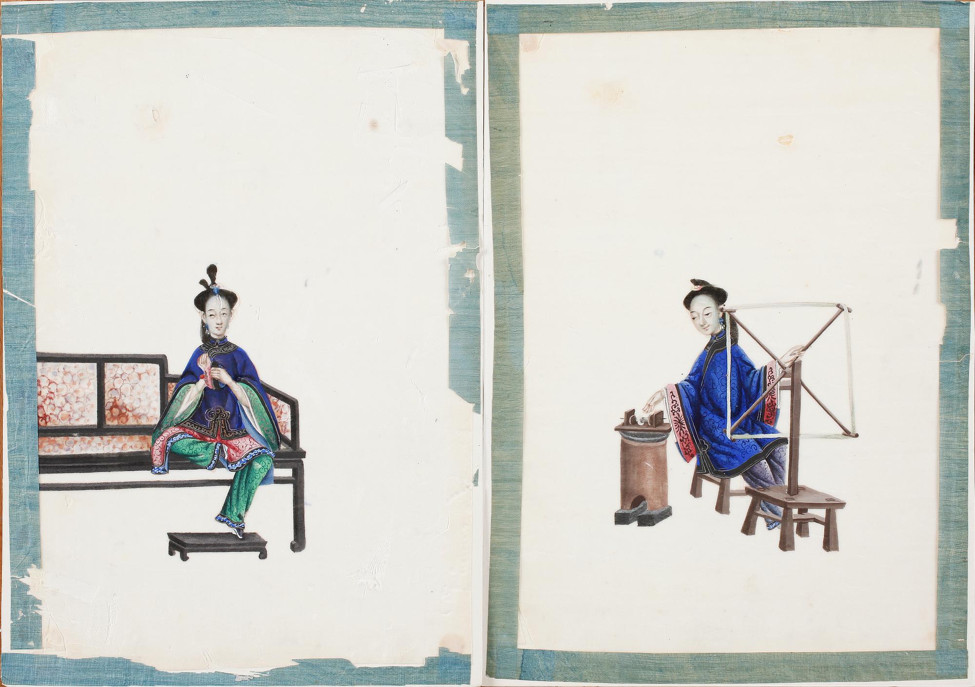 SIDENMÅLNINGAR, 2 st, Kina, 1900-tal.