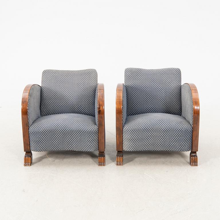 A pair of easy chairs, art deco 1930s.