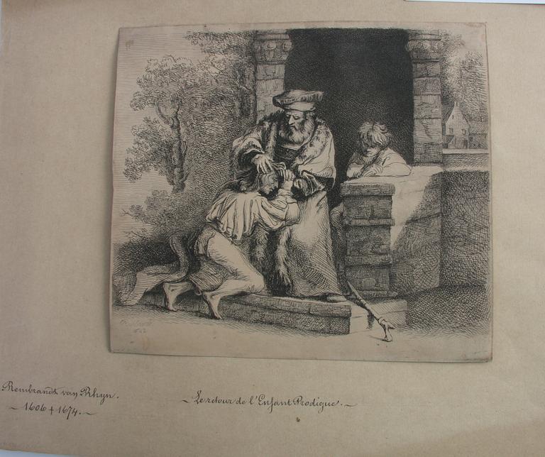 GRAFISKA BLAD, 3 st, efter Rembrandt.
