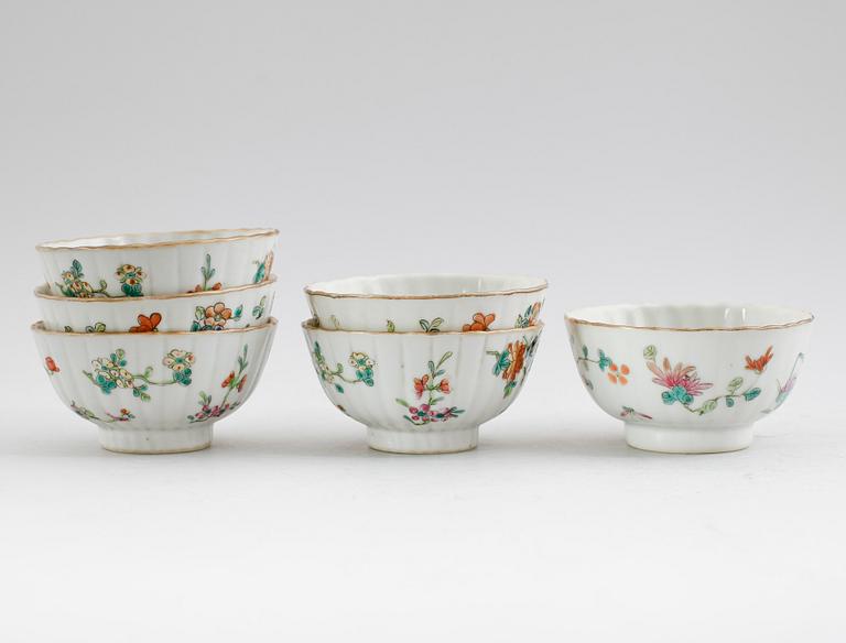 TESKÅLAR, 6 st, porslin, Kina, sannolikt sekelskiftet 1900.