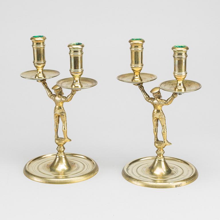 TWO RENAISSANCE STYLE CANDLE STICKS 19TH OR 20TH CENTUTY.