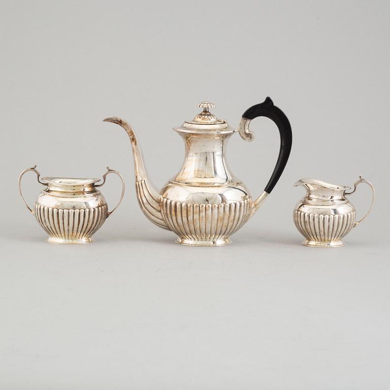 A silver three-piece coffee set, 20th Century.