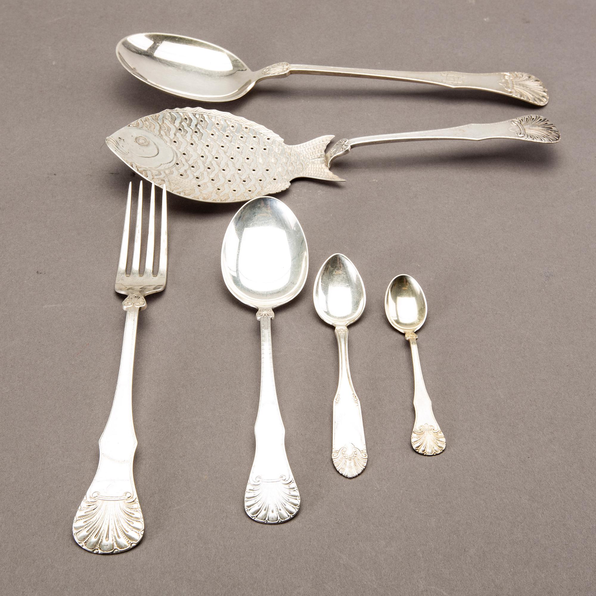 A Norwegian 20th century silver set of 48 pcs of cutlery mark of Oscar lassen total weight ca 1500 gr.