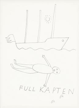 Roger Risberg, indian ink drawing, signed. Executed in 2008.