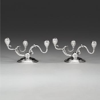 A pair of W.A. Bolin silver candlesticks, Stockholm 1934.