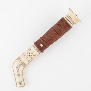 Johan Fankki, a reindeer horn knife, signed.