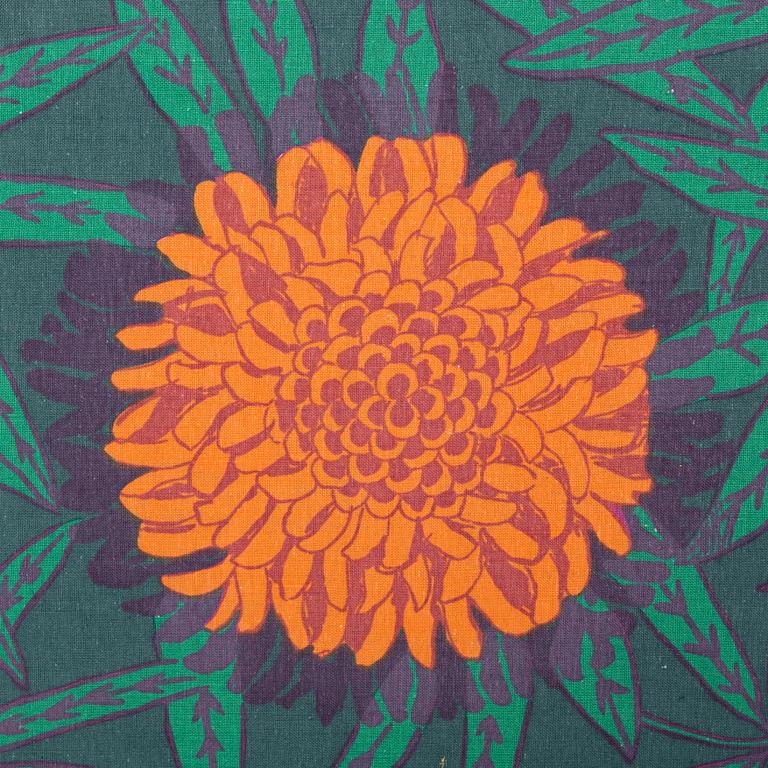 VIOLA GRÅSTEN, TYG, "Peonia", handtryckt, ca 566 x 124,5 cm (full bredd 131 cm), Mölnlycke.
