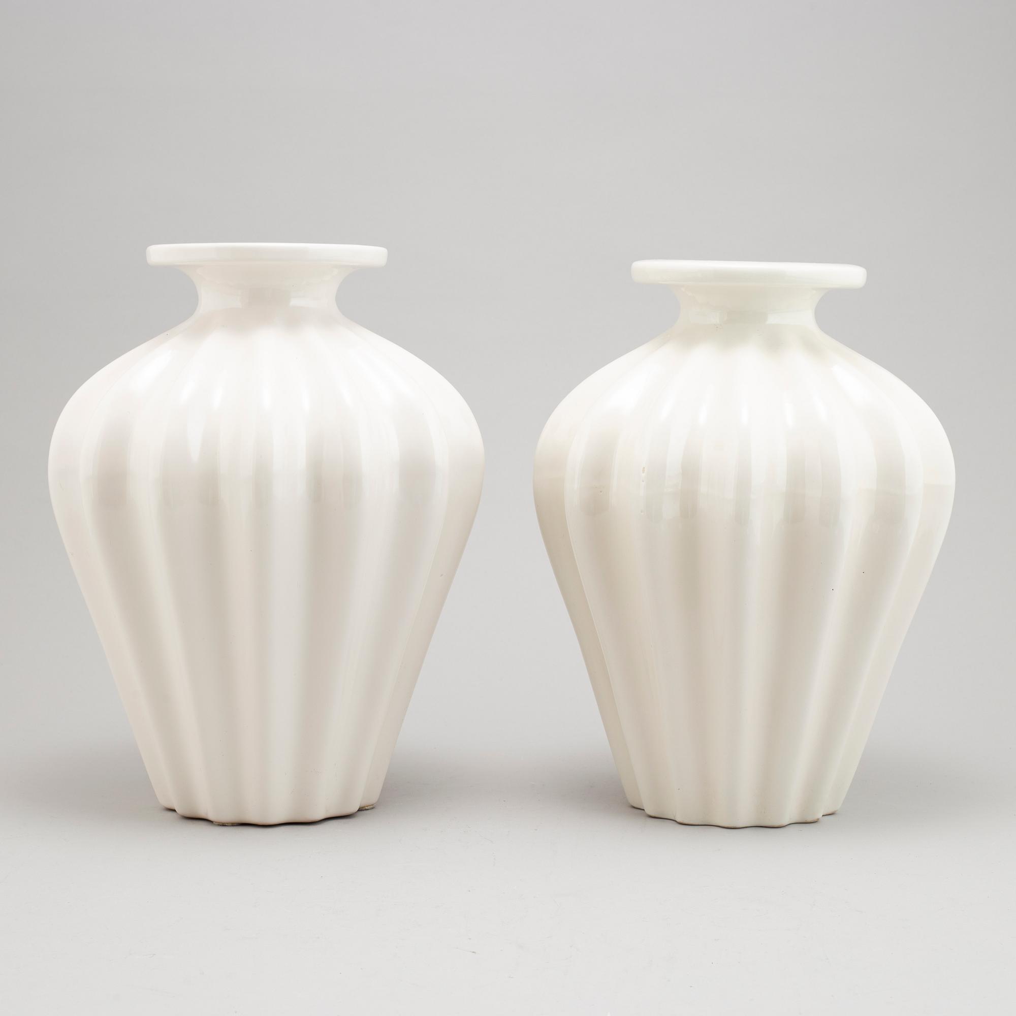 Ewald Dahlskog, a pair of faience vases from Bo Fajans.
