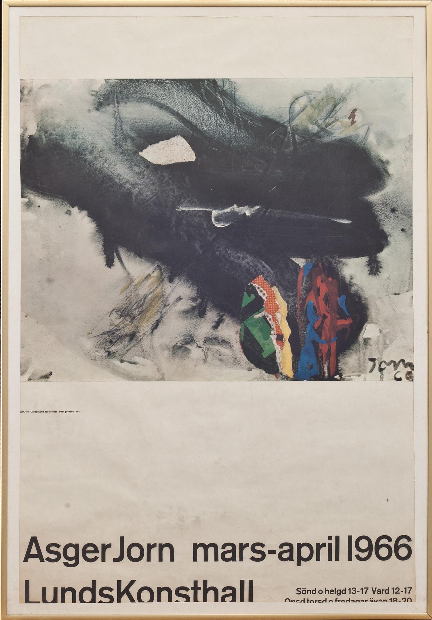 UTSTÄLLNINGSAFFISCHER. 2 st. Asger Jorn, efter samt Wilhelm Freddie, efter. Lunds konsthall 1966 samt 1968.