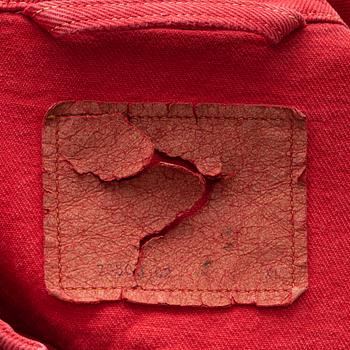 A red Levis "Security" jeans jacket from The Madonna Blond Ambition World Tour, 1990, Size XL.