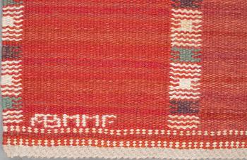 Barbro Nilsson, A runner, "Falurutan, röd Borås", flat weave, ca 205 x 83 cm, signed AB MMF BN.