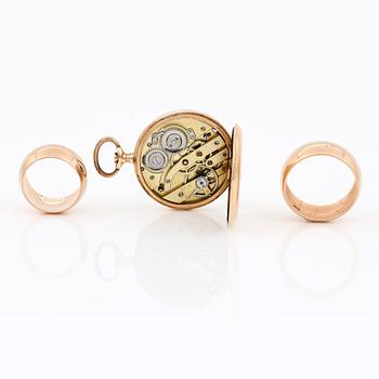 FICKUR samt RINGAR 2st, 14K guld, total vikt ca 43g.
