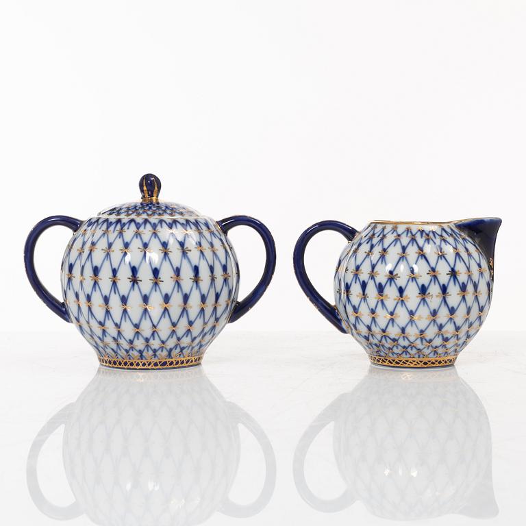 A 35-piece 'Cobalt Net' porcelain  Lomonosov, Soviet Union.