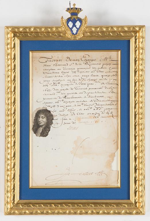 LOUIS XIV AV FRANKRIKE (1638-1715), dokument med namnteckning, daterad september 1687?.