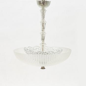 Fritz Kurz, a Swedish Modern ceiling lamp, model "KD 8951", Orrefors, 1940s.