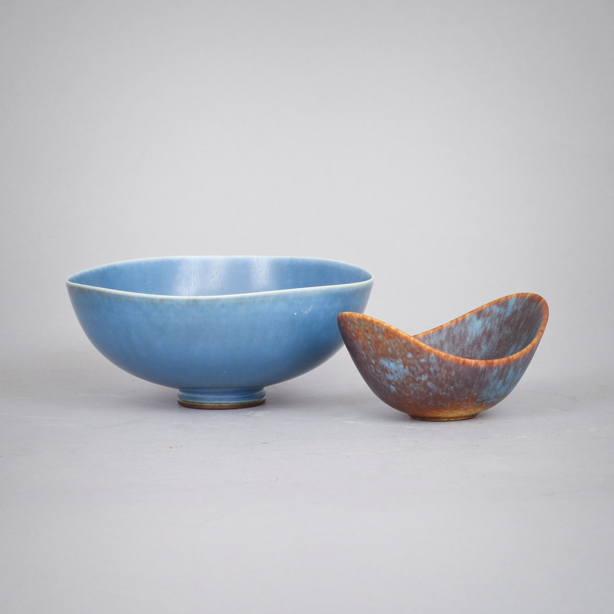 SKÅLAR, stengods, 2 st, Berndt Friberg Gustavsberg resp Gunnar Nylund Rörstrand.