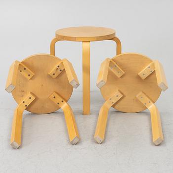 Alvar Aalto, stools, 3 pcs, model E60, Artek, Finland.