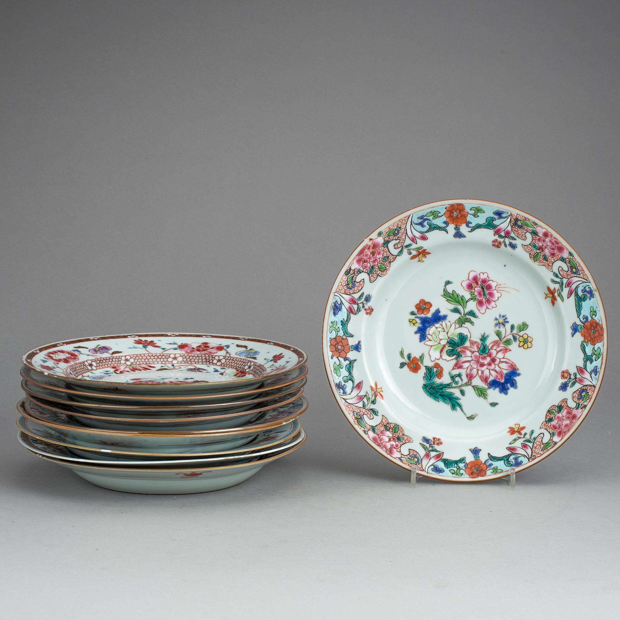 TALLRIKAR, 10 st, porslin, Qianlong, Kina 1700-tal.