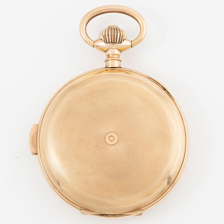 Pocket watch, hunter, 14K gold, repeater, 58 mm.