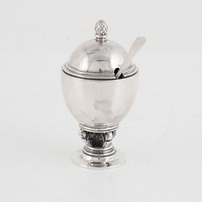 A Sterling Silver Mustard Cup, No 741 "Acorn", Johan Rodhe, Georg Jensen, Denmark 1925-32.