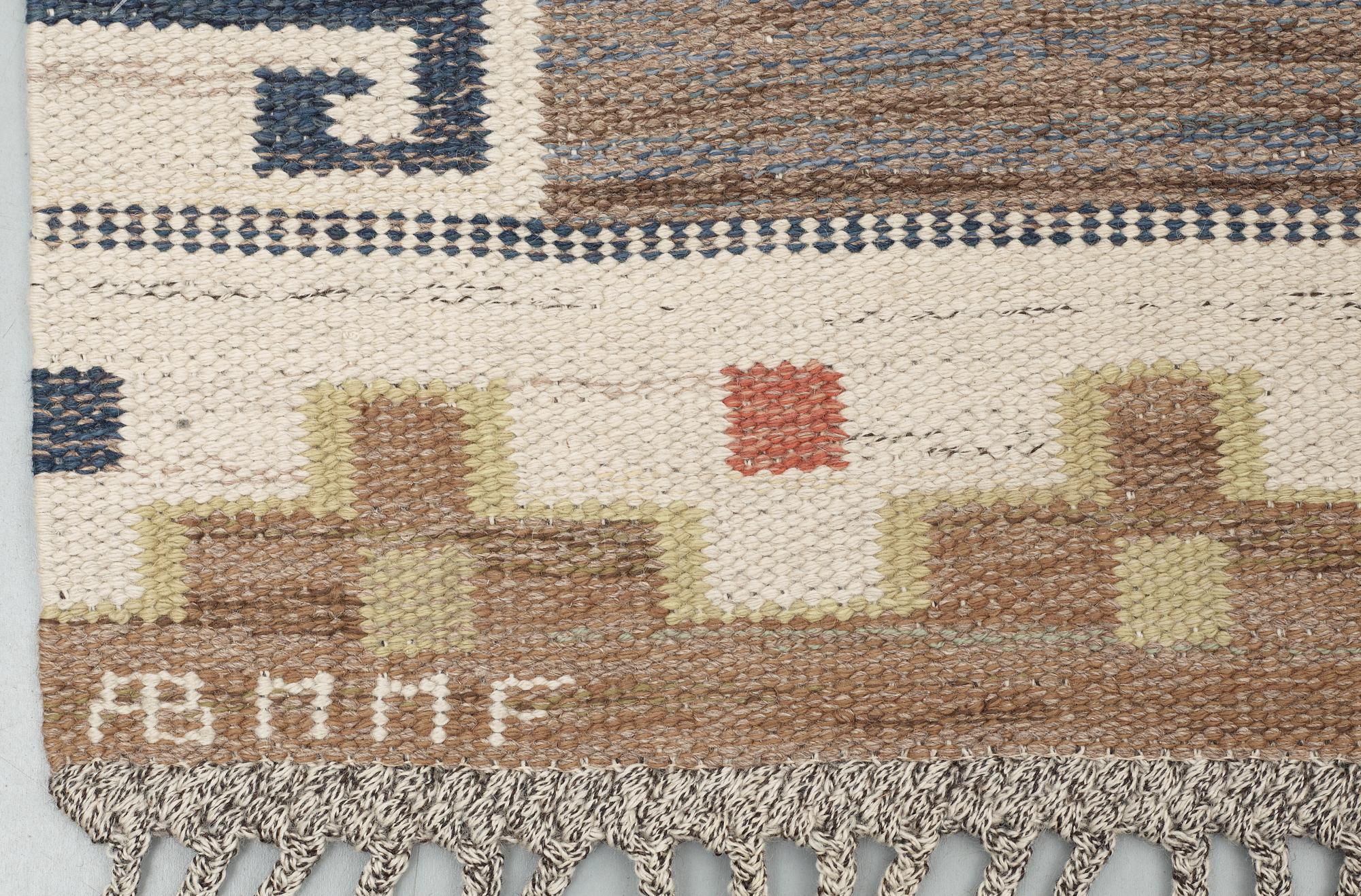 RUG. "Bruna heden". Rölakan (flat weave). 217 x 154,5 cm. Signed AB MMF (AB Märta Måås-Fjetterström).