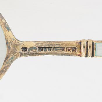 Tillander, a set of six enamelled and gilded silver spoons, Helsinki 1963. In original box.