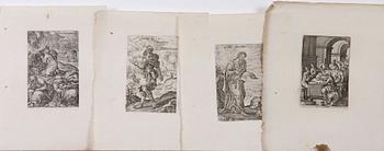 KOPPARSTICK ,33 st, bla efter J. Bourdon, 1700-1800-tal.