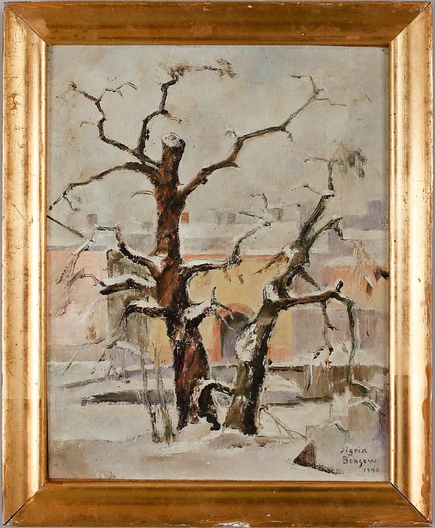 SIGRID BENSOW, olja på pannå, sign och dat 1940.