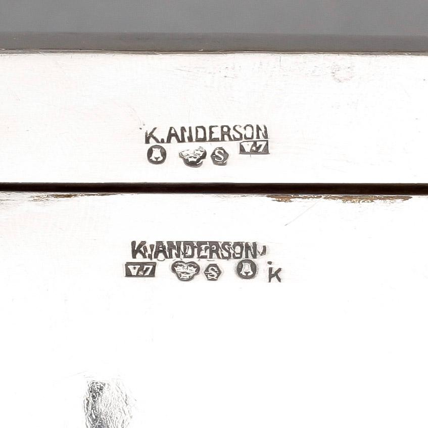 CIGARRSKRIN, silver, K. Andersson, Stockholm, 1923. Totalvikt ca 528 gram.