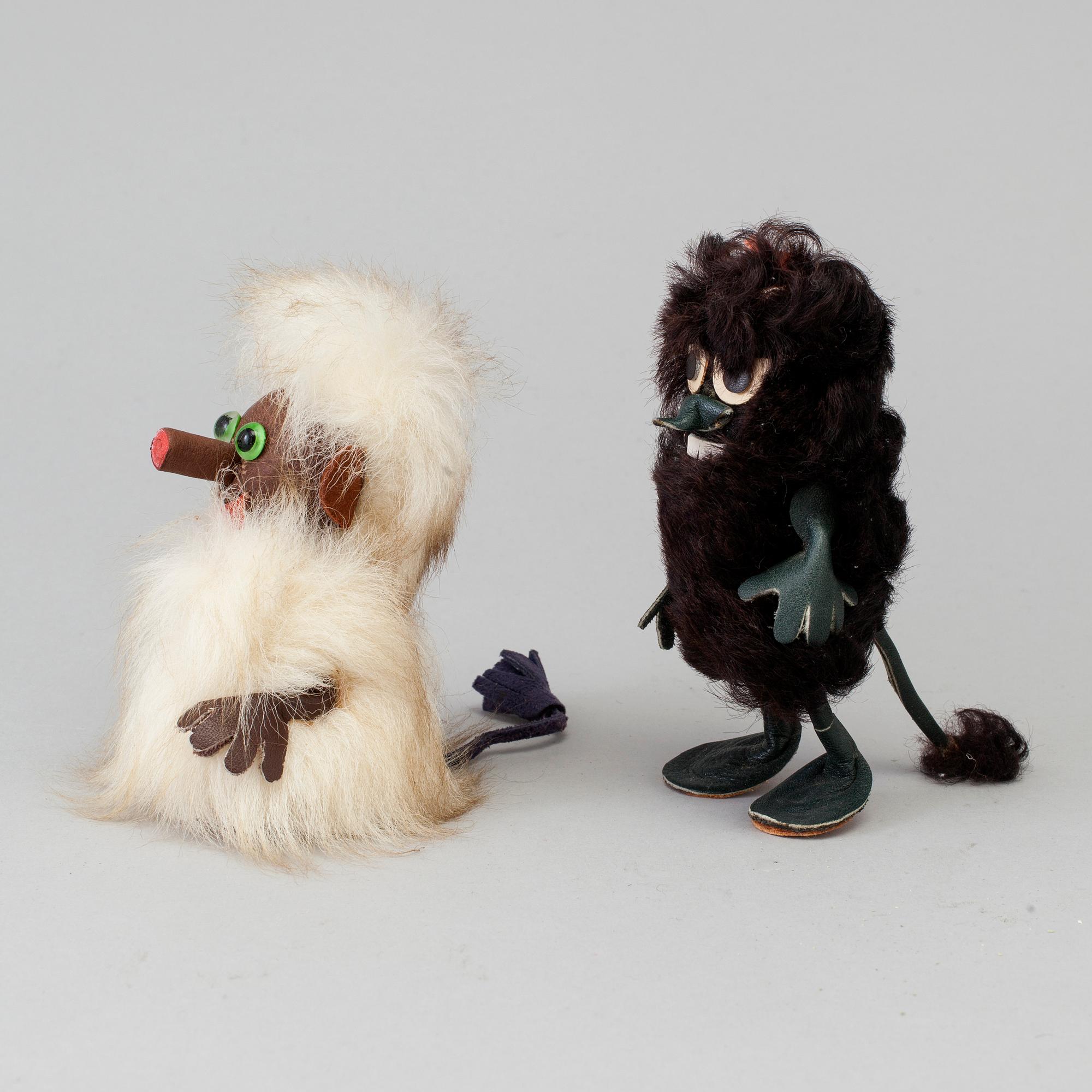 A 'Stinky' Moomin characters figure from Atelier Fauni, Finland, 1950's/60's and one unknown maker.