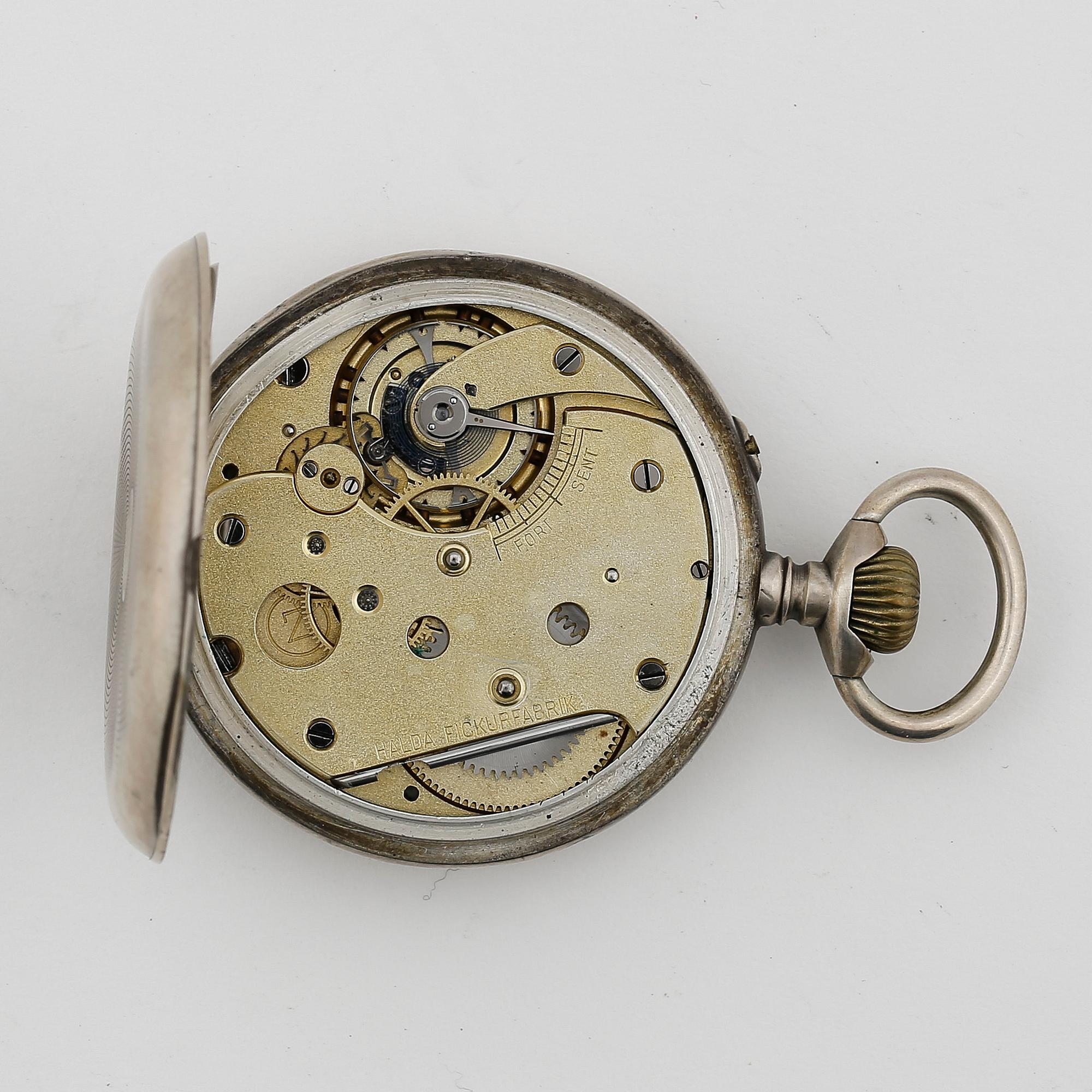 HERRFICKUR, silver, Halda Fickurfabrik, numrerad 1467. Boetten stämplad år 1895. Vikt ca 94 gram.